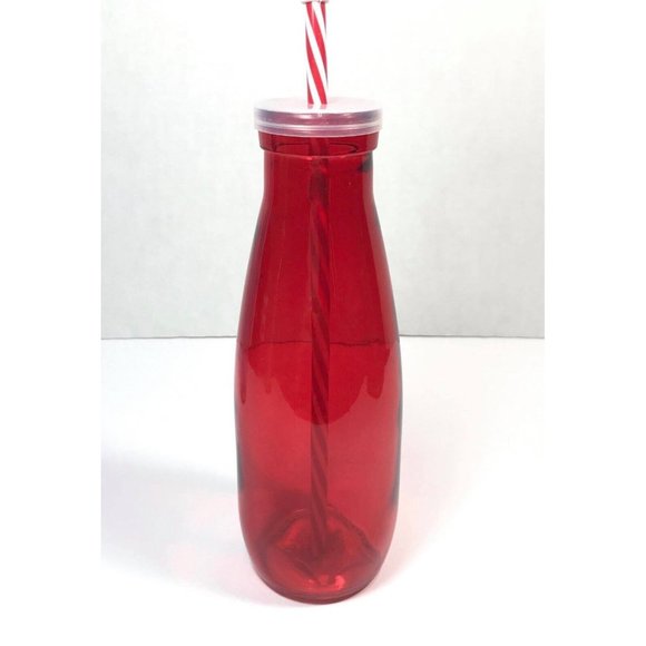 LOT 3 Glass Reusable Milk Bottles with Lid & Straw/ Water Bottle Container NEW - Picture 3 of 5